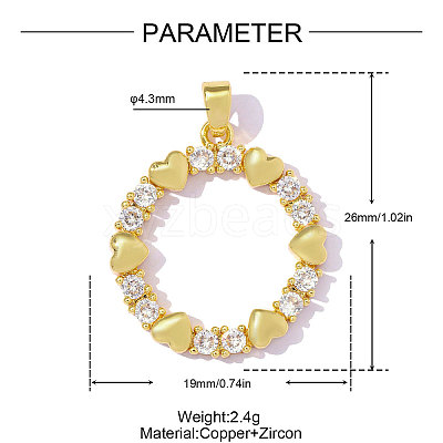 Brass Micro Pave Clear Cubic Zirconia Pendants CU-OY001-47G-01-1