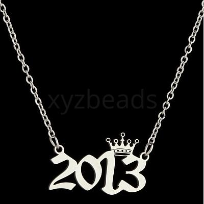 Crown Birth Year 201 Stainless Steel Pendant Necklaces for Women FS-WG4E8F2-74-1