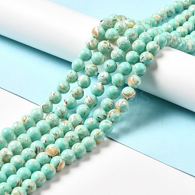 Synthetic Turquoise and Sea Shell Assembled Beads Strands G-D482-01B-08-1