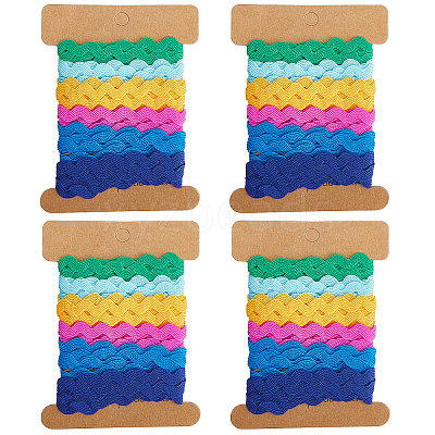 6 Yards 6 Colors Polyester Wavy Fringe Trim Ribbon OCOR-WH0080-44A-1