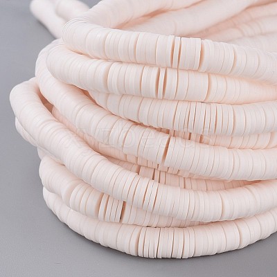 Flat Round Handmade Polymer Clay Beads CLAY-R067-8.0mm-16-1