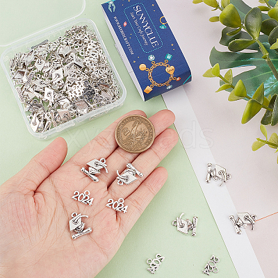100Pcs 2 Styles Tibetan Style Alloy Charms TIBE-SC0001-88-1