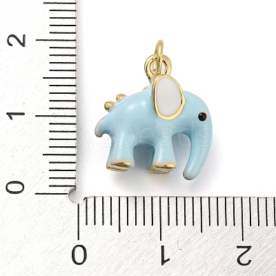 Elephant Rack Plating Brass Enamel Pendants KK-Q804-16G-1