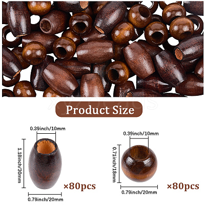 160Pcs 2 Styles Wood Beads WOOD-PA0001-31-1