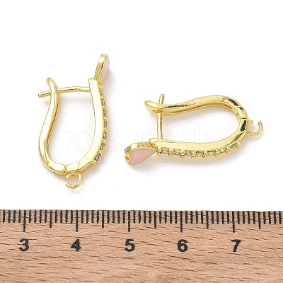 Brass Micro Pave Clear Cubic Zirconia Hoop Earring Findings EJEW-C185-01G-02-1