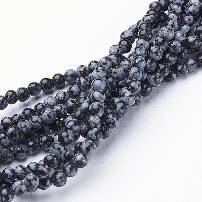 Natural Snowflake Obsidian Beads Strands X-GSR4mmC009-1