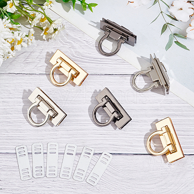 6Pcs 3 Colors Zinc Alloy Bag Twist Lock Accessories AJEW-UN0001-77-1