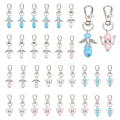 30Pcs 6 Style Baking Paint Pearlized Glass Pearl Pendants HJEW-CA0001-32-1