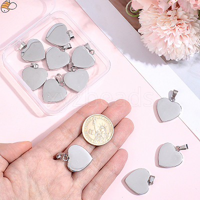 10Pcs Valentines Gift Idea for Him 304 Stainless Steel Stamping Blank Tag Pendants STAS-BBC0010-06B-1