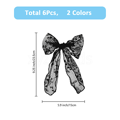 6Pcs 2 Colors Lace Bowknot Polyester Alligator Hair Clips PHAR-FH0001-05-1