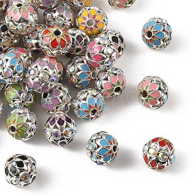 Brass & Alloy & Rhinestone Enamel Beads RB-CBA973B-11C-P-1