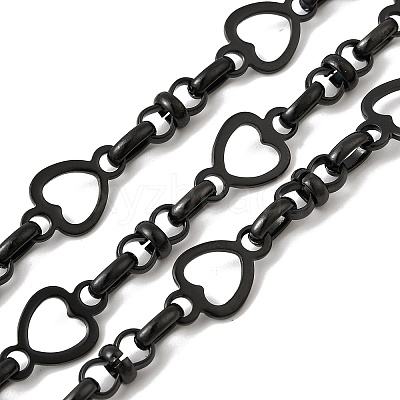304 Stainless Steel Heart Link Chains CHS-K024-04EB-1