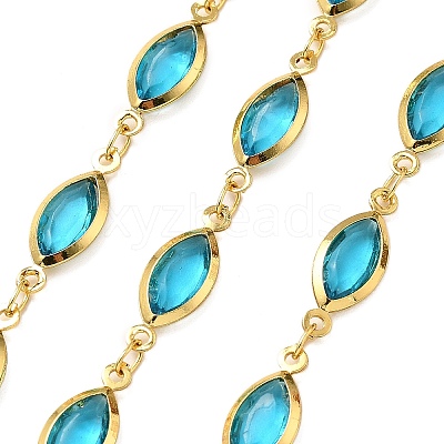 Brass Glass Horse Eye Link Chains CHC-R001-03G-04-1