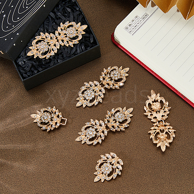 5Pcs Alloy & Crystal Rhinestone Snap Lock Clasps FIND-FH0008-91G-1