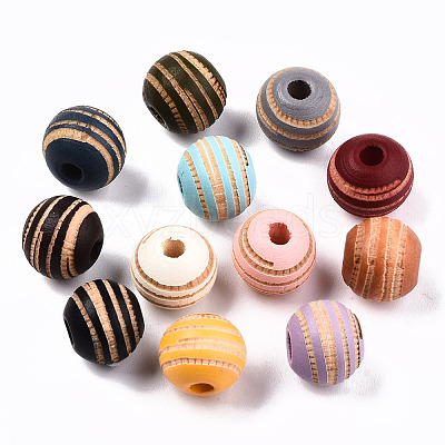Painted Natural Wood Beads X-WOOD-T021-54A-M-1