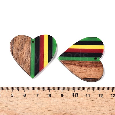 Jamaican Colour Epoxy Resin & Walnut Wood Pendants RESI-N039-122V-1
