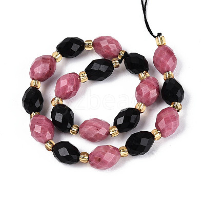 Natural Obsidian & Rhodonite Beads Strands G-N358-04A-04-1