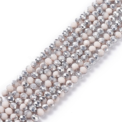 Electroplate Opaque Glass Beads Strands EGLA-A034-P4mm-M08-1
