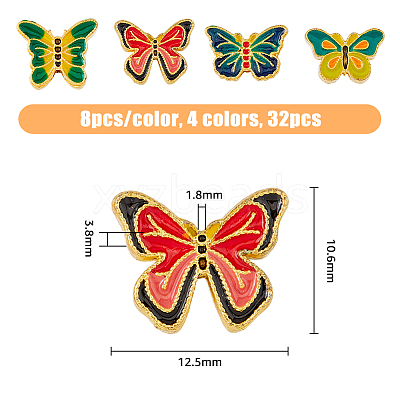 32Pcs 4 Colors Alloy Enamel Beads ENAM-DC0014-94-1