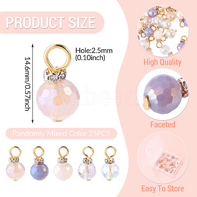 25Pcs Electroplate Glass Charms PALLOY-TAC0314-1