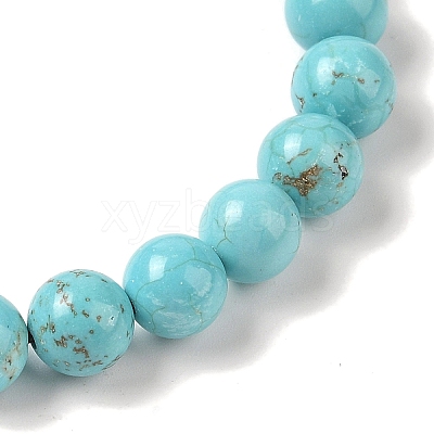 8mm Round Natural Crackle Turquoise Braided Bead Bracelets BJEW-C067-01B-10-1