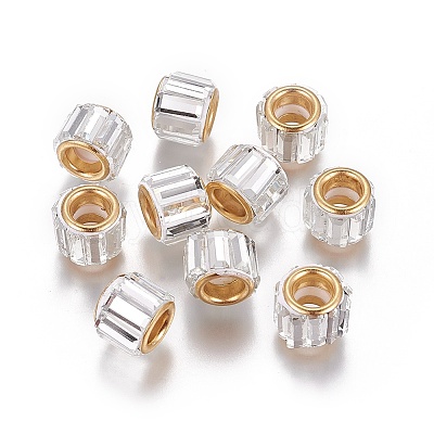 Brass Cubic Zirconia European Beads KK-E772-01I-1