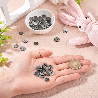 60Pcs 3 Styles Natural Black Lip Shell Buttons BUTT-TA0001-25-1