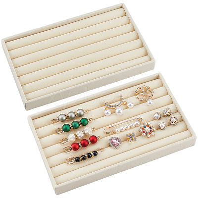 Rectangle Wood Covered with Velvet Jewelry Ring Display Trays AJEW-WH20054-062E-01-1