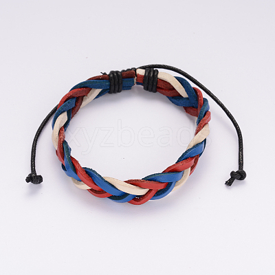 Adjustable Braided Leather Cord Bracelets BJEW-I227-02-1