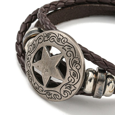 PU Imitation Leather Cord Triple Layer Multi-strand Bracelets BJEW-P329-03AS-1