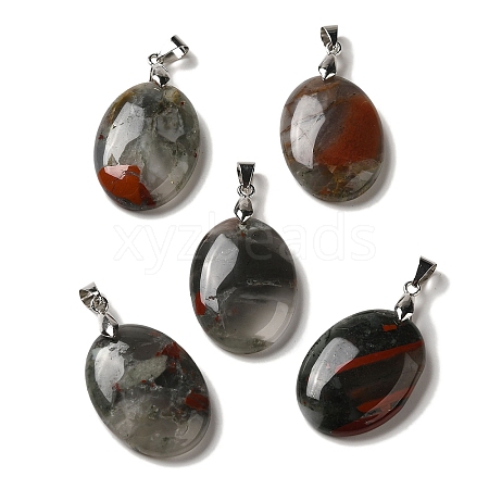 Natural African Bloodstone Pendants G-Z055-03P-01-1