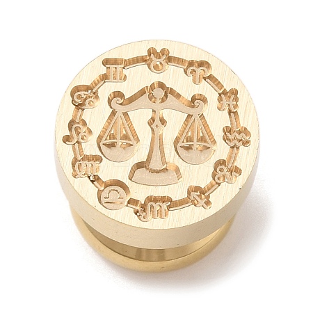 Golden Plated Round Shaped Wax Seal Brass Stamp Head STAM-K002-01G-09-1