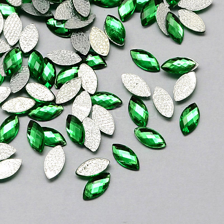 Transparent Faceted Horse Eye Acrylic Hotfix Rhinestone Flat Back Cabochons for Garment Design GACR-Q003-5x10mm-09-1