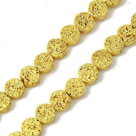 Electroplated Natural Lava Rock Beads Strands G-I360-M01-01-1