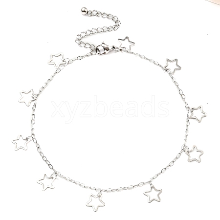 Non-Tarnish 304 Stainless Steel Cable Chain Hollow Charm Bracelets BJEW-P334-10C-P-1