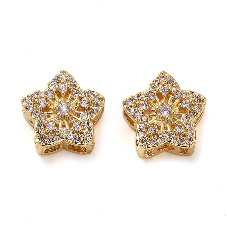 Brass Micro Pave Cubic Zirconia Beads KK-D093-03G-1