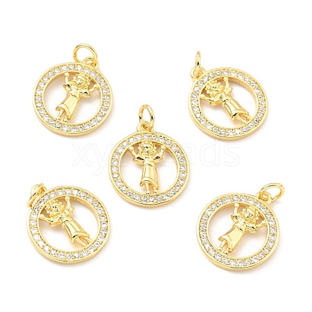 Brass Micro Pave Clear Cubic Zirconia Pendants KK-G416-06G-1