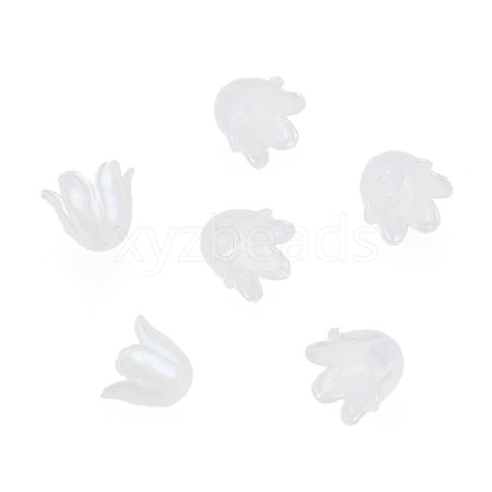 6-Petal Imitation Jelly Acrylic Bead Caps JACR-T002-02G-1