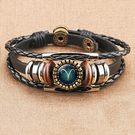 12 Constellations PU Leather Multi-strand Bracelets WGFD09F-01-1