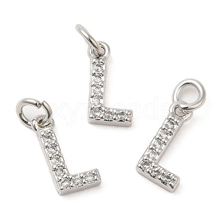 Brass Micro Pave Grade AAA Cubic Zirconia Charms ZIRC-P067-11P-L-NR-1