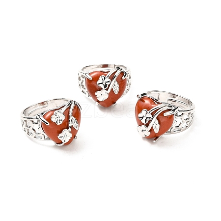 Natural Red Jasper Adjustable Rings RJEW-P043-03P-12-1