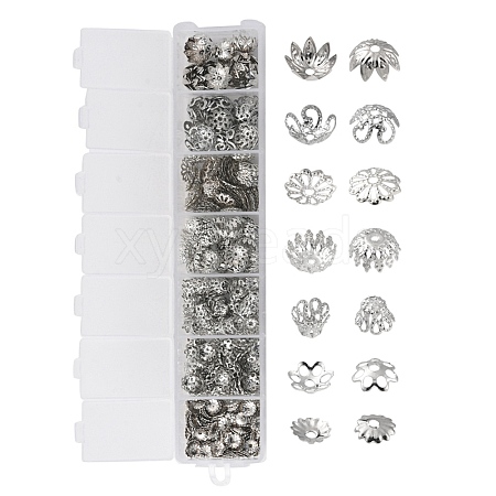 755Pcs 7 Style Iron Bead Caps IFIN-YW0001-56-1