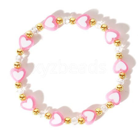 Acrylic Heart Baeds Stretch Bracelets OE2988-3-1