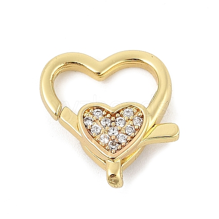 Brass Micro Pave Clear Cubic Zirconia Lobster Claw Clasps KK-P299-06G-1