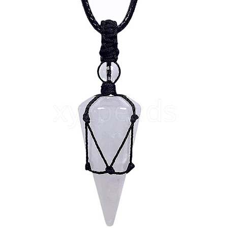 Natural Quartz Crystal Cone Pendant Necklaces PW-WG75823-04-1