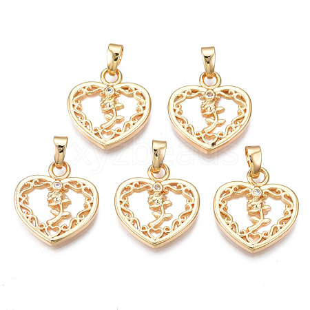 Brass Micro Pave Clear Cubic Zirconia Pendants KK-N233-166-1