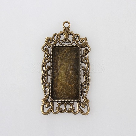 Vintage Tibetan Style Alloy Large Pendant Cabochon Bezel Settings X-TIBEP-M018-129AB-NF-1