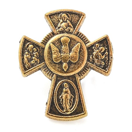 Cross Alloy Black Enamel Pins Brooches JEWB-M049-01AG-01-1