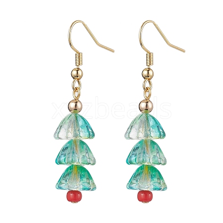 Christmas Tree Glass Dangle Earrings EJEW-TA00496-1