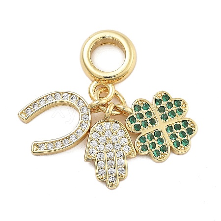 Brass Micro Pave Cubic Zirconia Pendants KK-Q006-63G-1